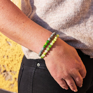 Armband i Persisk Jade, Ljusgrön och Metall